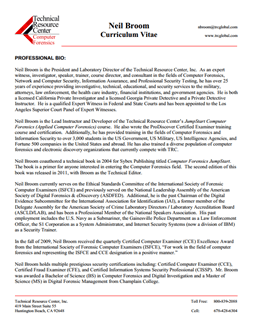 CV for Neil Broom Expert Witness in Computer Forensics Investigations in Minnesota